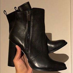 Black leather ankle boots
